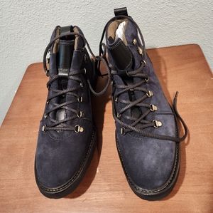 Steel Blue Suede Commando Sole Boots